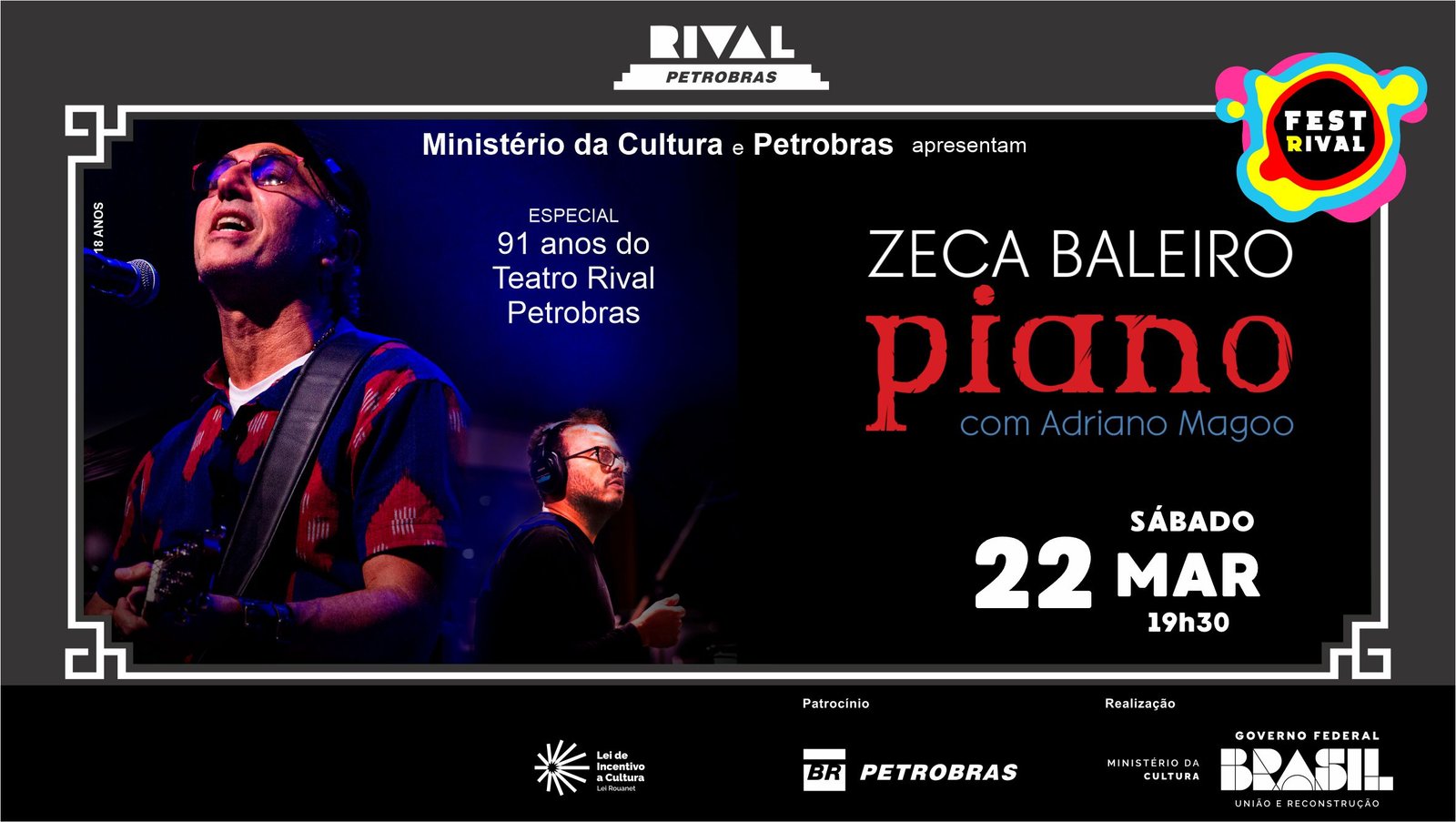 Zeca Baleiro em seu novo show “Piano”